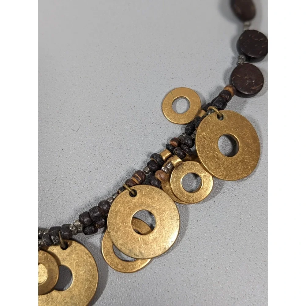 Coldwater Creek Gold Disc Layered Necklace Boho Tribal‎ 19